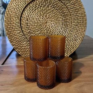 5/$25 Vintage Charmwick Amber Diamond Cut Votives
